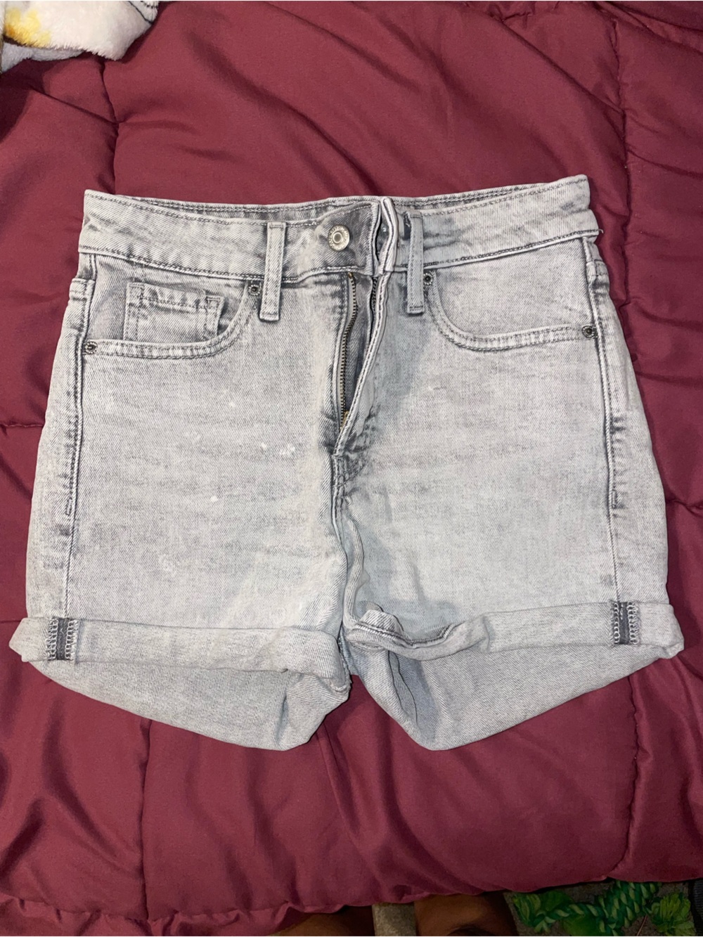 Old Navy Light Gray Cuffed Denim Shorts
